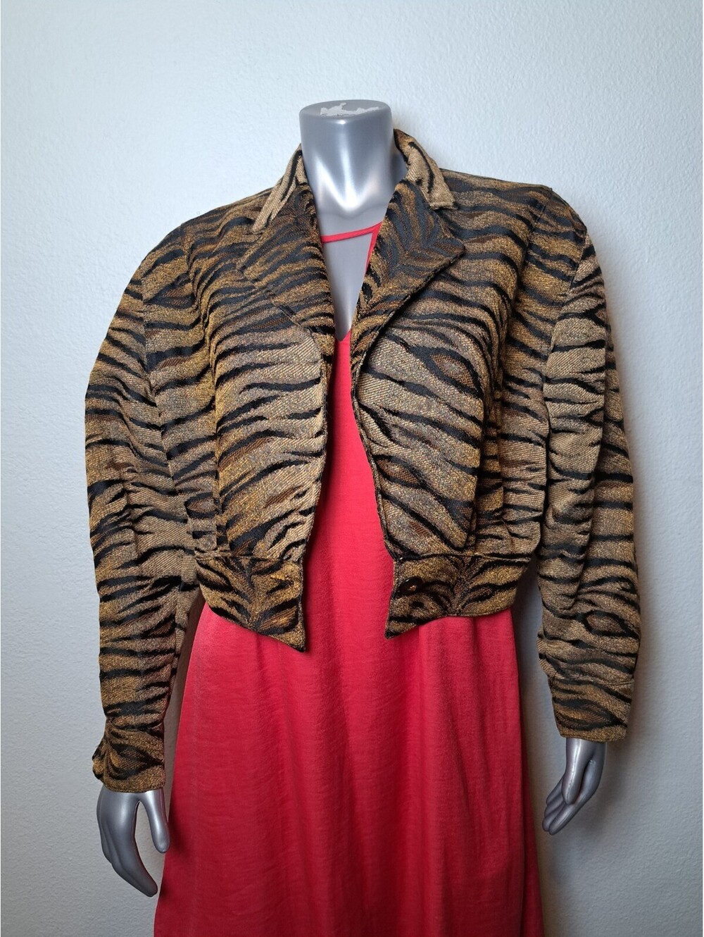 Junkee Clothing Exchange Tiger Animal Print Blazer Jacket Womens Size M Y2K
